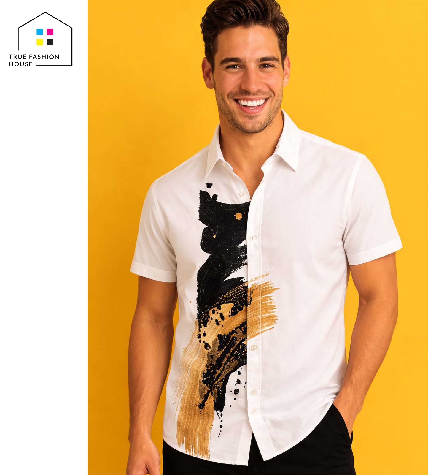 Custom digital printed designer shirt with artistic pattern